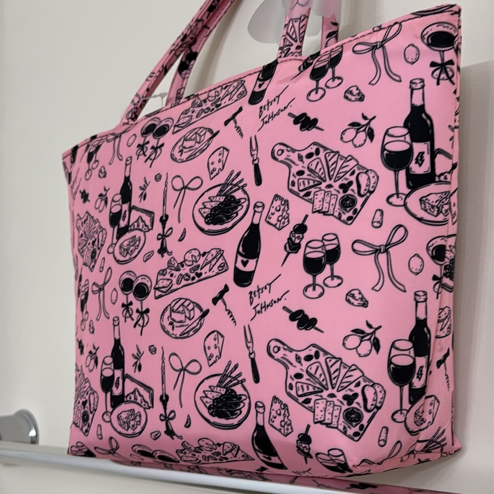 NEW Betsey Johnson Insulated Satchel Teacher Lunch Tote pink and black bag - Picture 8 of 9